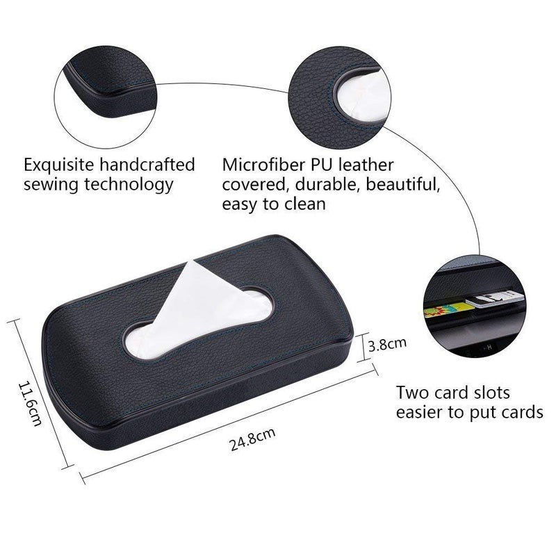 Mr.Ho Black Leather Car Visor Tissue Holder Mount, Hanging Tissue Holder Case for Car Seat Back, Multi-use Paper Towel Cover Case with One Tissue Refill for Car & Truck Decoration - Image 3